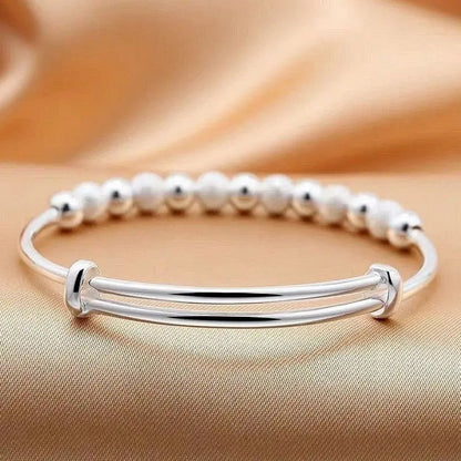 Charms 925 Silver-Color Luxury Beads Bracelets Bangles Cute For Women Fashion Party Wedding Jewelry Adjustable Leedoar