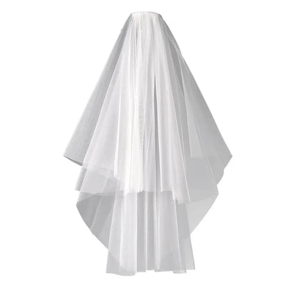 Cheap Short Wedding Veil With Comb Cut Edge 2 Layers Simple Mariage Accessories 2024