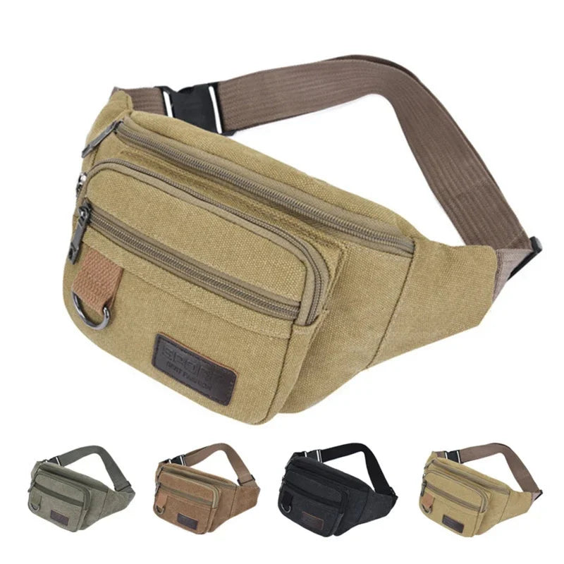 Chest Bag Canvas Waist Bag Women Men's Belt Bag Fashion Bum Bag Travel Purse Bag for Phone Pouch Pocket Hip Bag Waist Pack Male Leedoar