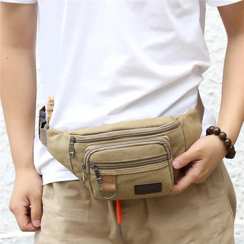 Chest Bag Canvas Waist Bag Women Men's Belt Bag Fashion Bum Bag Travel Purse Bag for Phone Pouch Pocket Hip Bag Waist Pack Male Leedoar