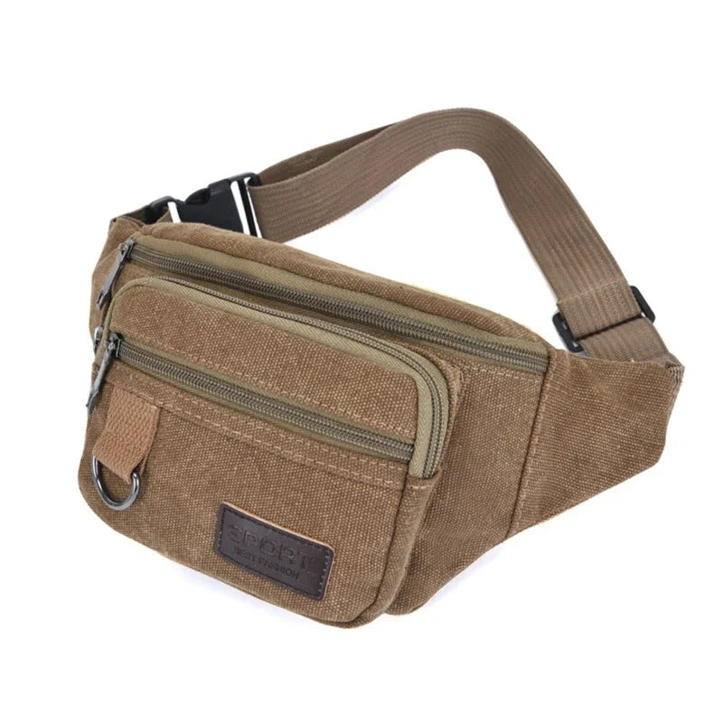 Chest Bag Canvas Waist Bag Women Men's Belt Bag Fashion Bum Bag Travel Purse Bag for Phone Pouch Pocket Hip Bag Waist Pack Male Leedoar