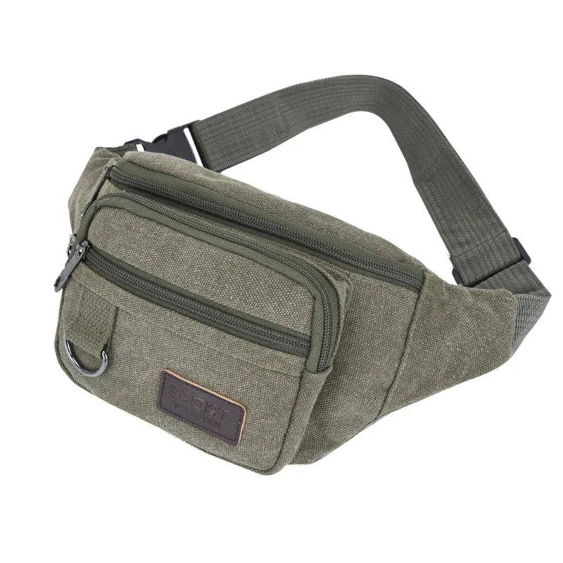 Chest Bag Canvas Waist Bag Women Men's Belt Bag Fashion Bum Bag Travel Purse Bag for Phone Pouch Pocket Hip Bag Waist Pack Male Leedoar