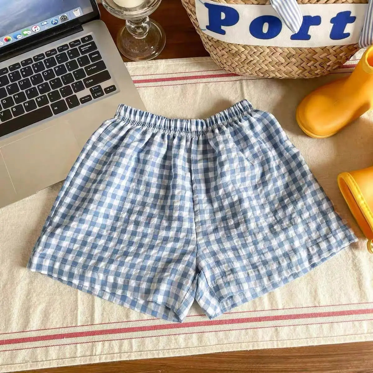 Child Plaid Shorts New Style Casual Sports Pants Loose Thin Versatile Home Pants Summer Boys Girls Cute Fashion Beach Shorts Leedoar