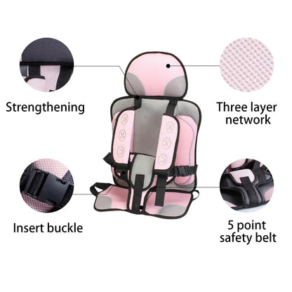 Child Safety Seat Mat for 6 Months To 12 Years Old Breathable Chairs Mats Baby Car Seat Cushion Adjustable Stroller Seat Pad