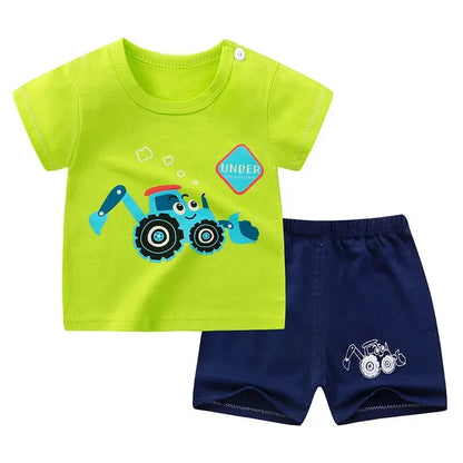 Child Short Sleeve Tshirt Shorts Trendy Casual Clothing New Round Neck Tees Suits Boys Girls Cute Casual Loose Two Piece Set Leedoar