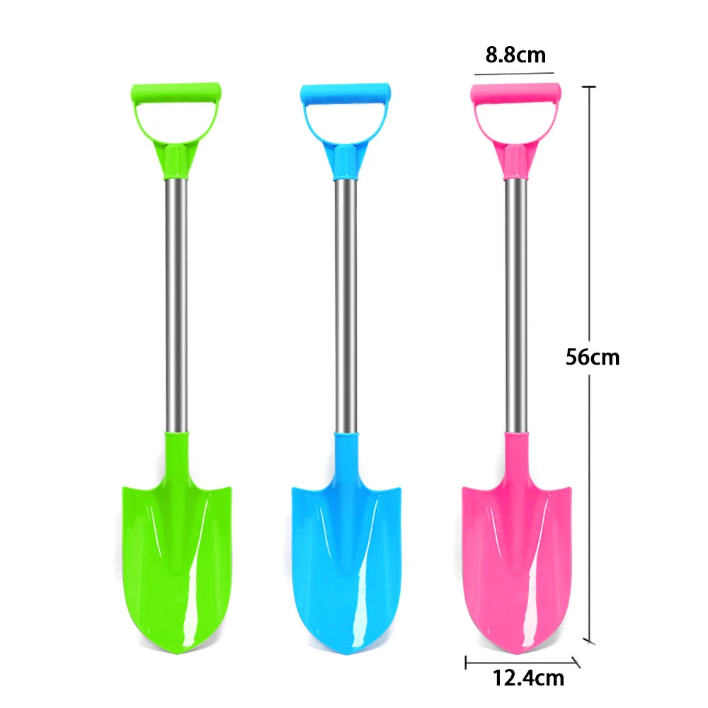 Children Beach Shovel 56cm Stainless Steel Pointed Shovel Toy Sand Snow Thickened Play House Beach Shovel Outdoor Toys Kids Gift Leedoar