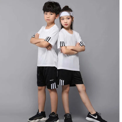 Children Boy & Girl Quick Dry Badminton Clothes Uniform Kid Tennis Jerseys Short Sleeve Tshirt Top and Shorts 2pcs Tracksuit Leedoar