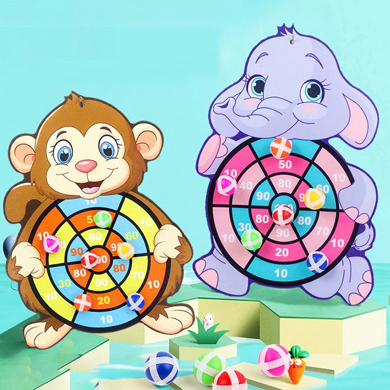 Children Cartoon Animal Dart Board Sticky Ball Educational Toy Dinosaur Birthday Party Decor Funny Gift for Kids Baby Shower Leedoar