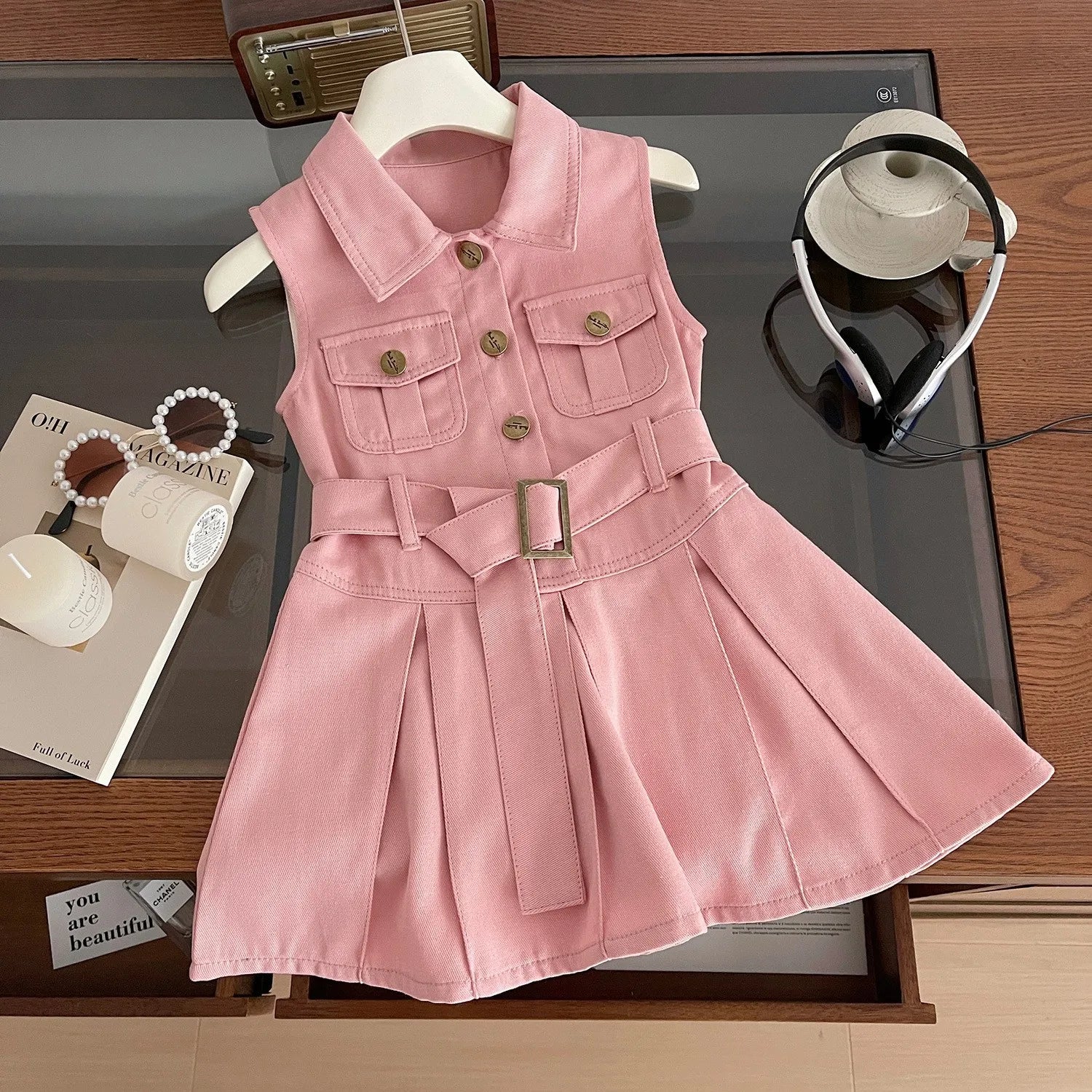 Children Girls Fashion Sleeveless Denim Dress 2024 Summer Cool Baby Girls Casual Vest Dresses Leedoar