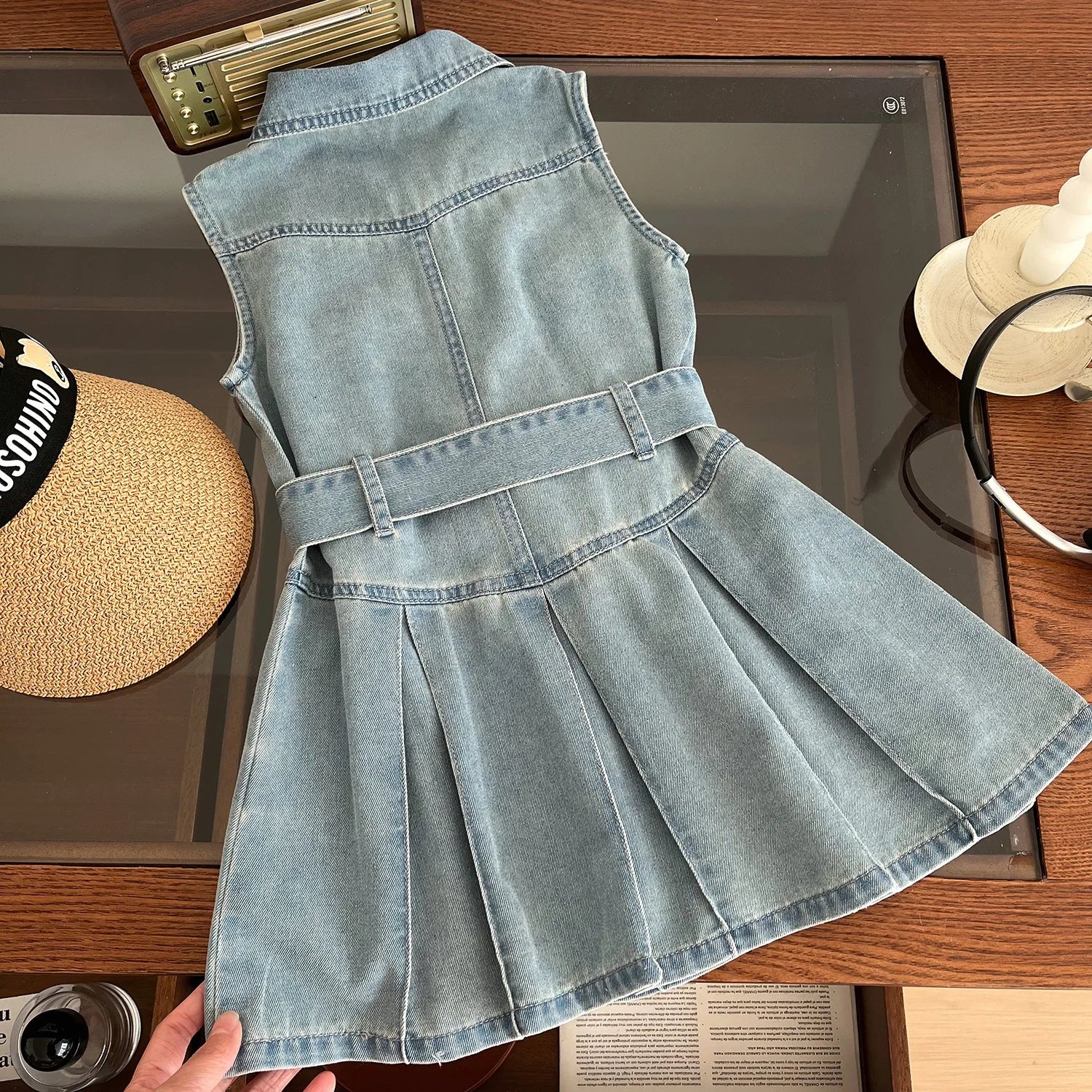 Children Girls Fashion Sleeveless Denim Dress 2024 Summer Cool Baby Girls Casual Vest Dresses Leedoar