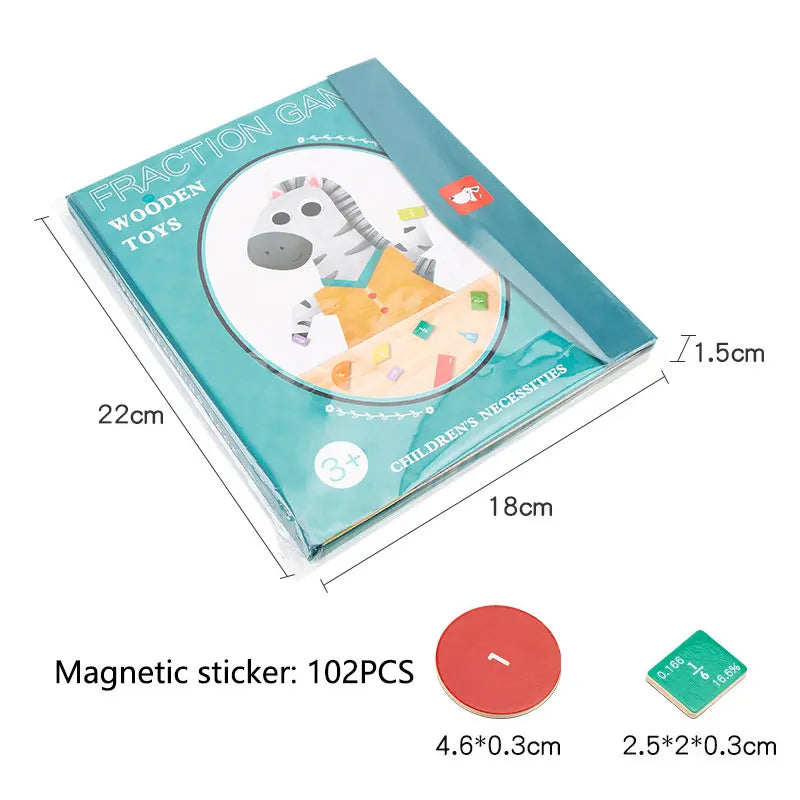 Children Magnetic Fraction Learning Math Toys Wooden Fraction Book Set Parish Teaching Aids Arithmetic Learning Educational Toys Leedoar