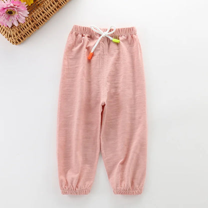 Children Pants Summer Cotton Thin Breathable Prevent Mosquito Candy Color Kids Boys Girls Baby Pants Leedoar