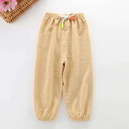 Children Pants Summer Cotton Thin Breathable Prevent Mosquito Candy Color Kids Boys Girls Baby Pants Leedoar