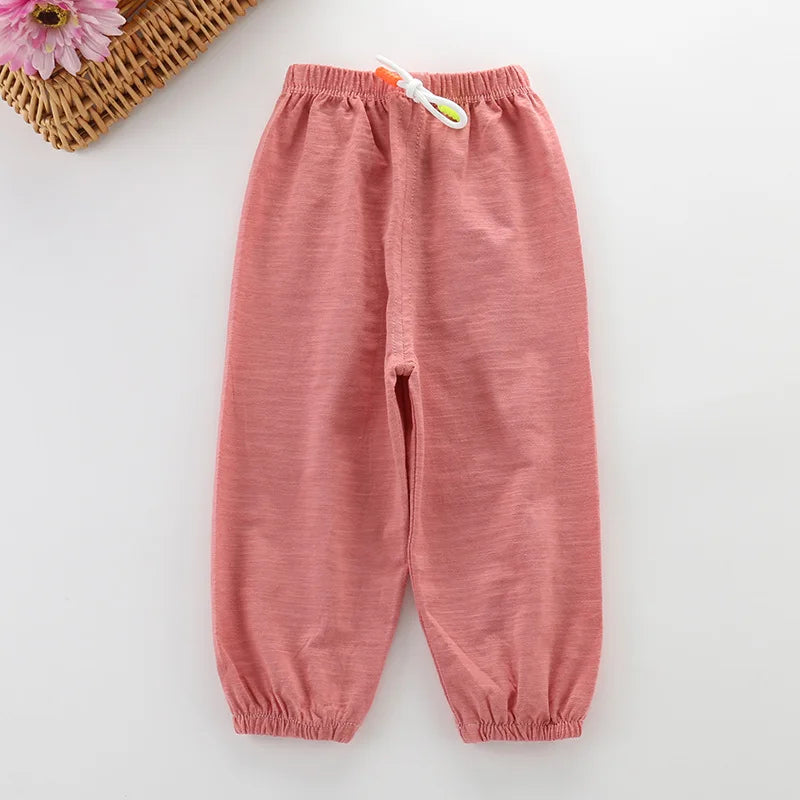 Children Pants Summer Cotton Thin Breathable Prevent Mosquito Candy Color Kids Boys Girls Baby Pants Leedoar