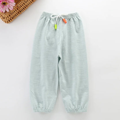 Children Pants Summer Cotton Thin Breathable Prevent Mosquito Candy Color Kids Boys Girls Baby Pants Leedoar