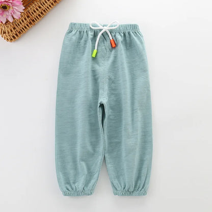 Children Pants Summer Cotton Thin Breathable Prevent Mosquito Candy Color Kids Boys Girls Baby Pants Leedoar