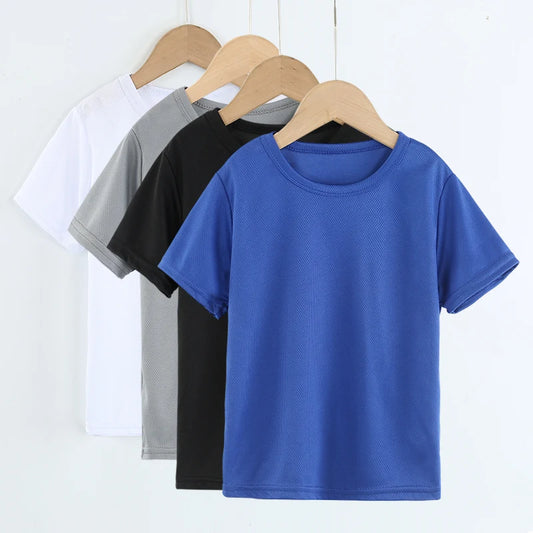 Children Short Sleeve T Shirt Boy Pure Girl Baby Leisure Wear Summer Ventilation Clothes Sports Quick-drying Top Leedoar