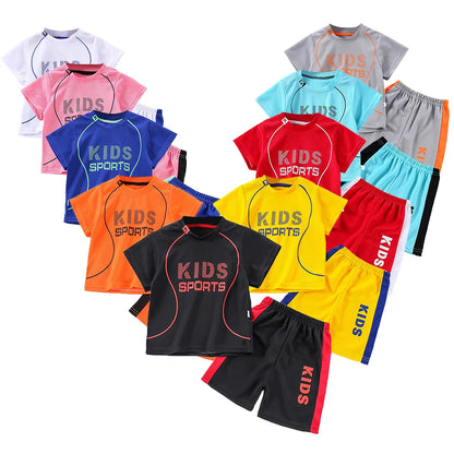 Children Summer Short Sleeve Football Basketball Suit Clothing Set Boy Girl Jersey Quick Drying Breathable Kids Sports Wear Leedoar