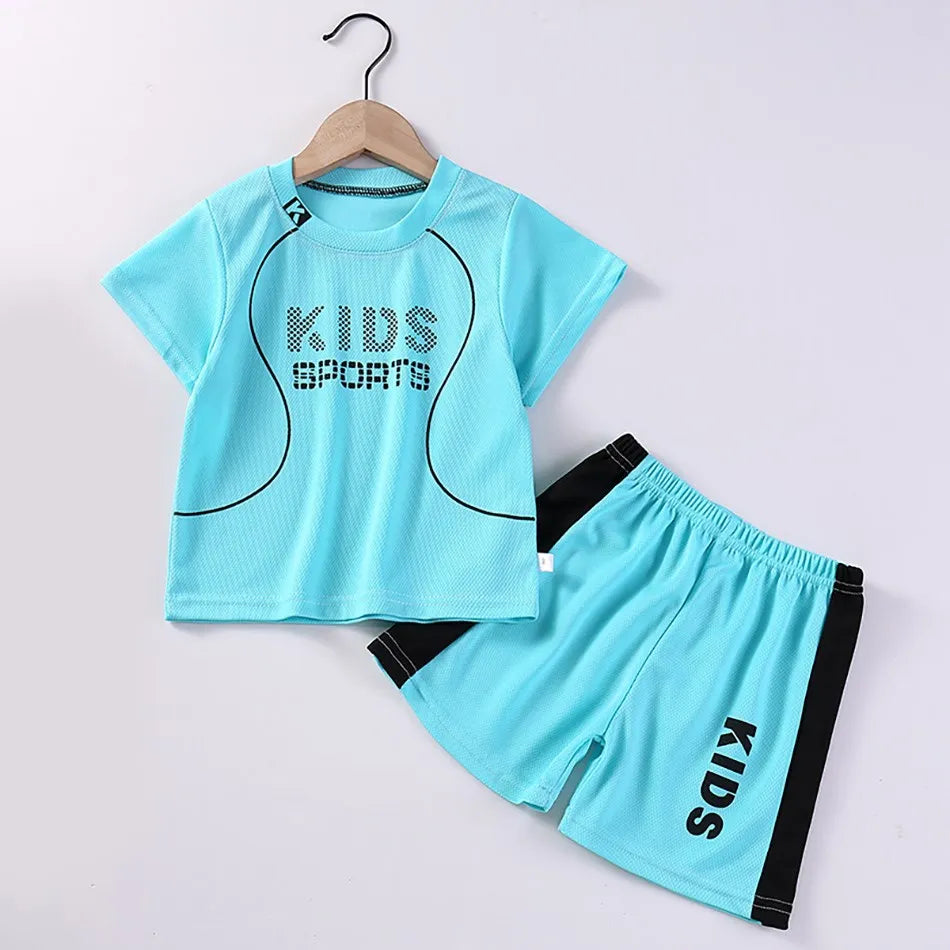 Children Summer Short Sleeve Football Basketball Suit Clothing Set Boy Girl Jersey Quick Drying Breathable Kids Sports Wear Leedoar