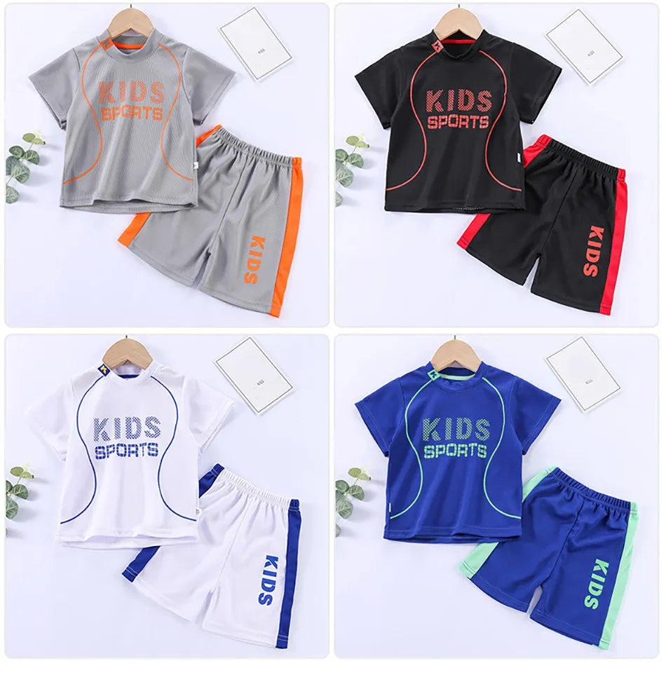 Children Summer Short Sleeve Football Basketball Suit Clothing Set Boy Girl Jersey Quick Drying Breathable Kids Sports Wear Leedoar