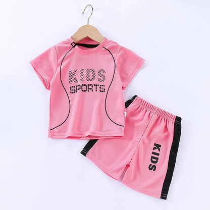 Children Summer Short Sleeve Football Basketball Suit Clothing Set Boy Girl Jersey Quick Drying Breathable Kids Sports Wear Leedoar