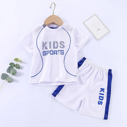 Children Summer Short Sleeve Football Basketball Suit Clothing Set Boy Girl Jersey Quick Drying Breathable Kids Sports Wear Leedoar