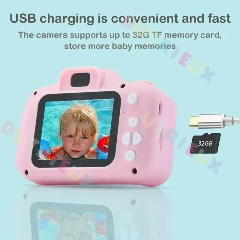 Children Toys Camera Digital Vintage Camera Kids Projection Video Camera Outdoor Photography 32GB Gift For Kids Leedoar