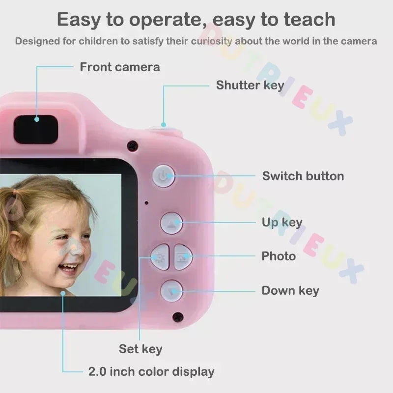 Children Toys Camera Digital Vintage Camera Kids Projection Video Camera Outdoor Photography 32GB Gift For Kids Leedoar