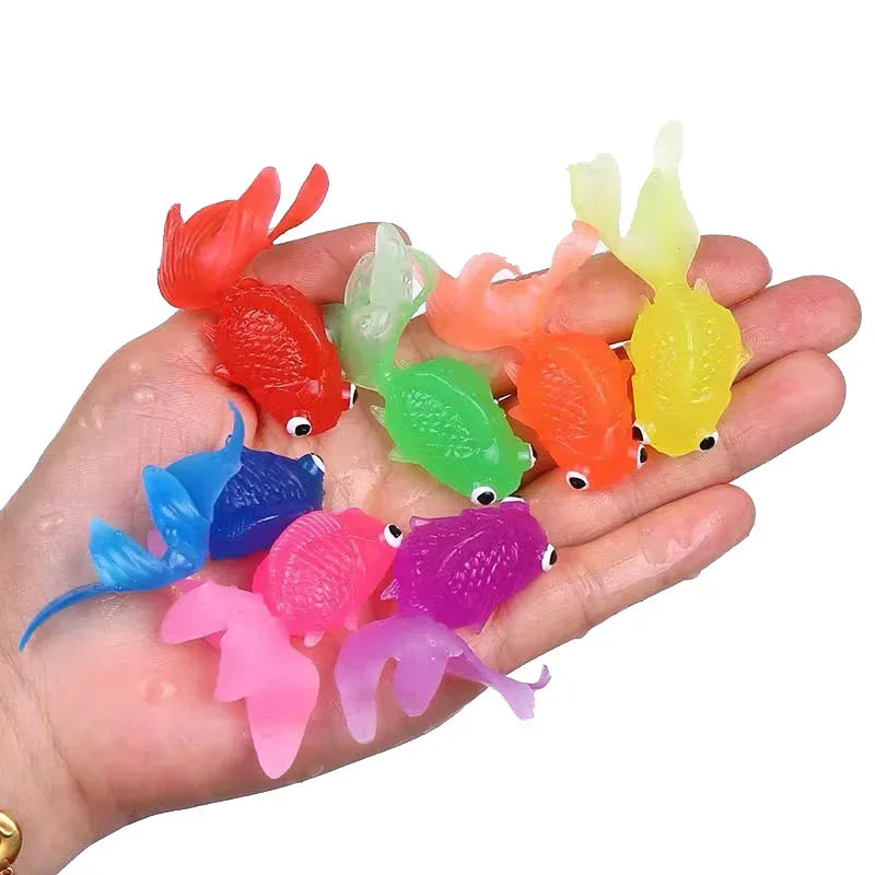 Children's 10Pcs/Set Kawaii Simulation Rubber Goldfish Baby Bath Water Play Games Toys for Kids Toddlers Bathing Shower Gifts Leedoar