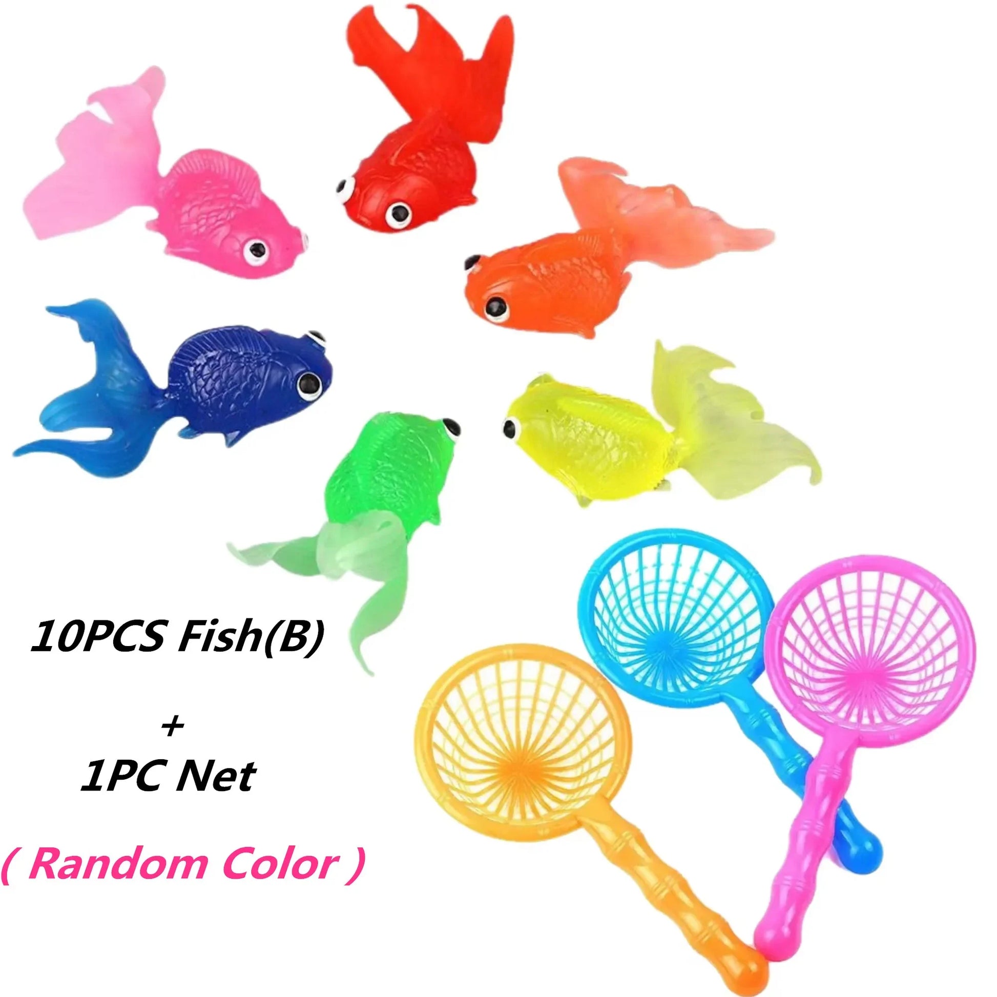 Children's 10Pcs/Set Kawaii Simulation Rubber Goldfish Baby Bath Water Play Games Toys for Kids Toddlers Bathing Shower Gifts Leedoar