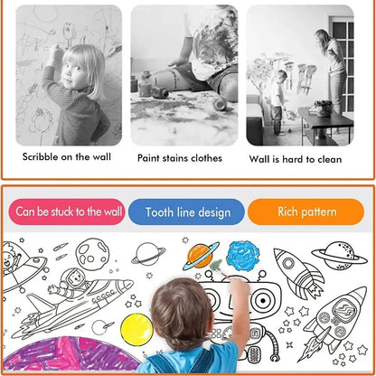 Rollo de papel adhesivo para dibujar y rellenar con colores para niños, rollo de papel para colorear con grafiti, juguetes educativos para pintar por uno mismo 