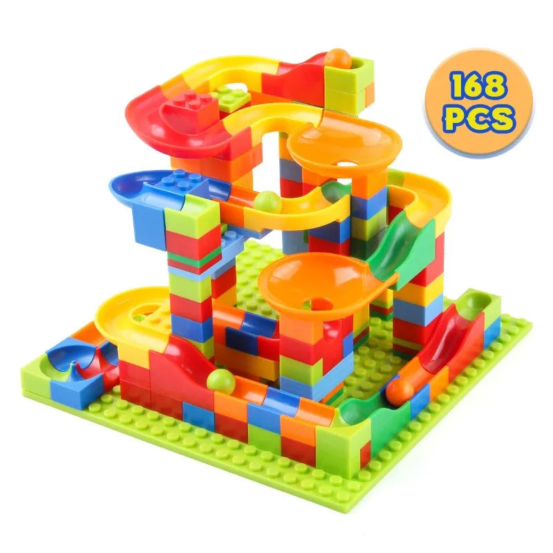 Children's Maze Fairway Building DIY Brick Assembly Marble Racing Block Small Building Block Particle Assembly Educational Toys Leedoar