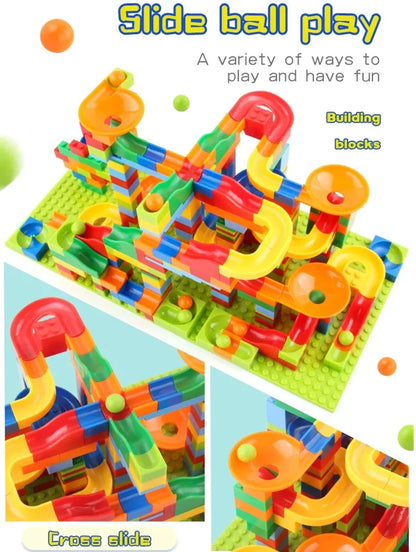 Children's Maze Fairway Building DIY Brick Assembly Marble Racing Block Small Building Block Particle Assembly Educational Toys Leedoar