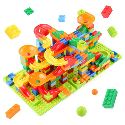 Children's Maze Fairway Building DIY Brick Assembly Marble Racing Block Small Building Block Particle Assembly Educational Toys Leedoar