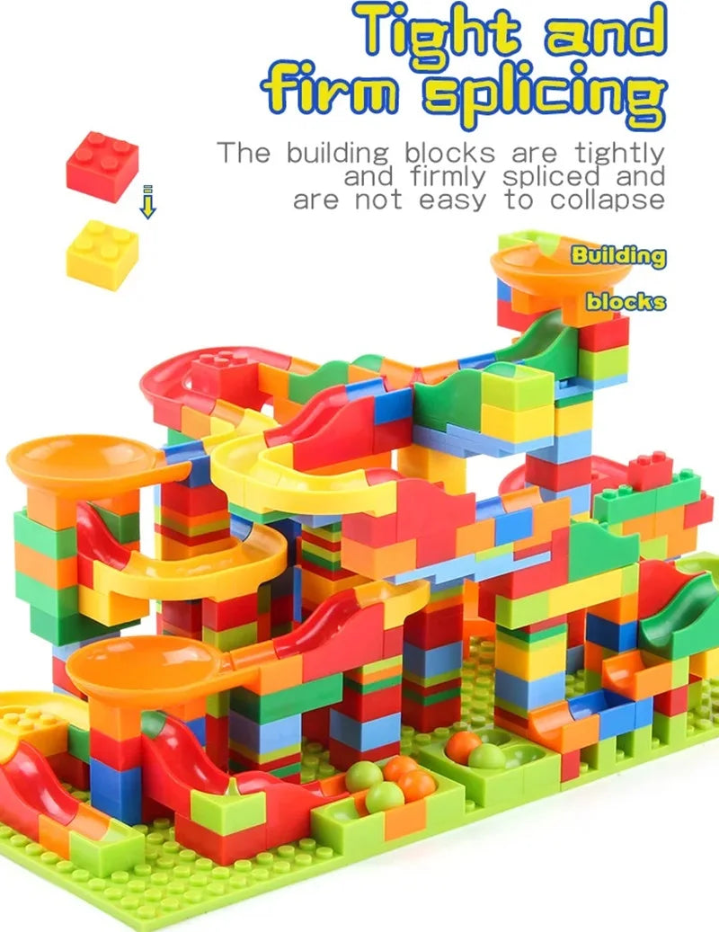 Children's Maze Fairway Building DIY Brick Assembly Marble Racing Block Small Building Block Particle Assembly Educational Toys Leedoar