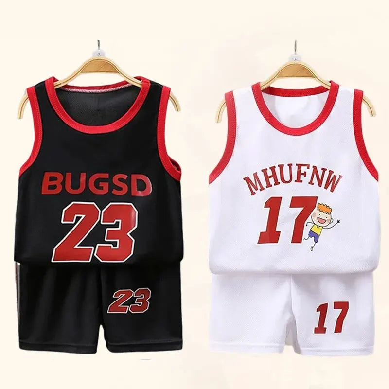 Children's Sets Summer Children Sleeveless T-shirt Shorts Set Quick-drying Outdoor Tank Top Shorts Sets Boys Sport Basketball Tr Leedoar