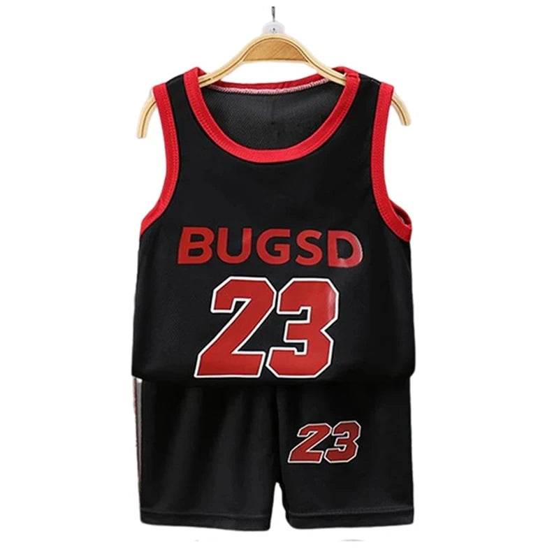 Children's Sets Summer Children Sleeveless T-shirt Shorts Set Quick-drying Outdoor Tank Top Shorts Sets Boys Sport Basketball Tr Leedoar