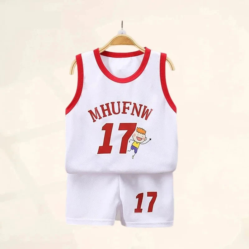 Children's Sets Summer Children Sleeveless T-shirt Shorts Set Quick-drying Outdoor Tank Top Shorts Sets Boys Sport Basketball Tr Leedoar