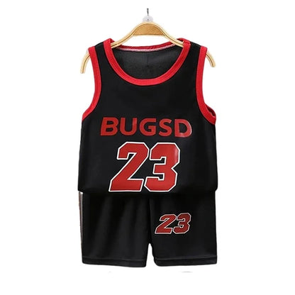 Children's Sets Summer Children Sleeveless T-shirt Shorts Set Quick-drying Outdoor Tank Top Shorts Sets Boys Sport Basketball Tr Leedoar