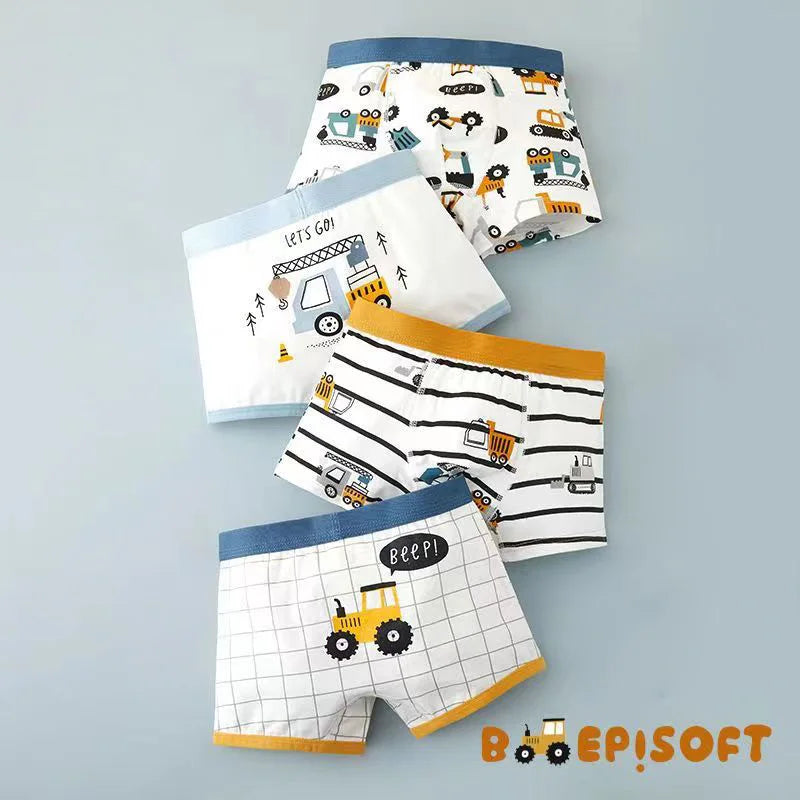 Children's Underwear Boy Panties Underpants  Engineering Vehicle Cars Fire Engine Comfortable Shorts Briefs Boxers For Kids Leedoar