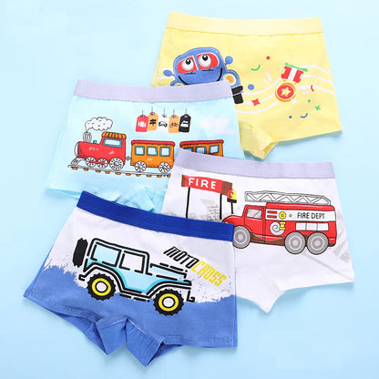 Children's Underwear Boy Panties Underpants  Engineering Vehicle Cars Fire Engine Comfortable Shorts Briefs Boxers For Kids Leedoar