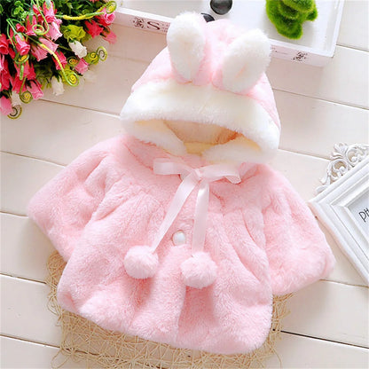 Children's clothing children's new cape girls autumn and winter wool sweater shawl baby ear fleece jacket cape Leedoar