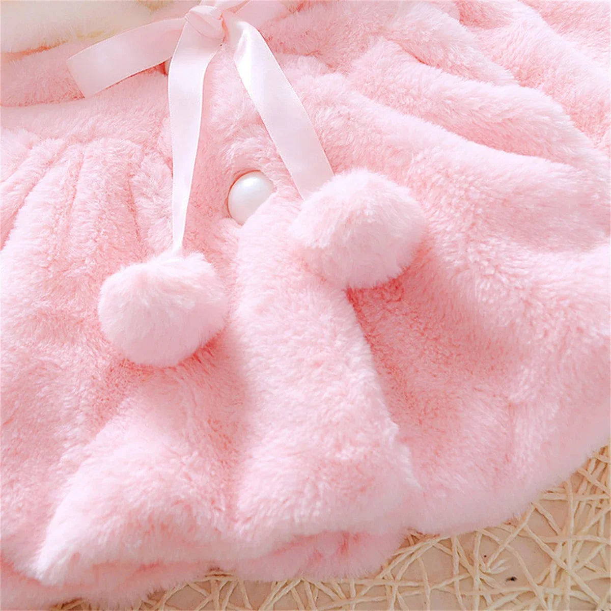 Children's clothing children's new cape girls autumn and winter wool sweater shawl baby ear fleece jacket cape Leedoar