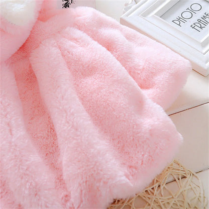 Children's clothing children's new cape girls autumn and winter wool sweater shawl baby ear fleece jacket cape Leedoar