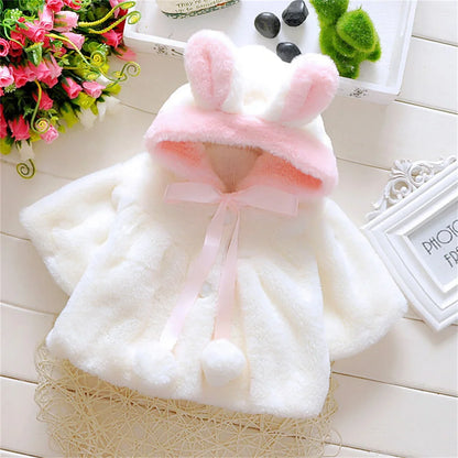 Children's clothing children's new cape girls autumn and winter wool sweater shawl baby ear fleece jacket cape Leedoar