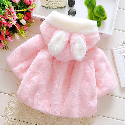 Children's clothing children's new cape girls autumn and winter wool sweater shawl baby ear fleece jacket cape Leedoar