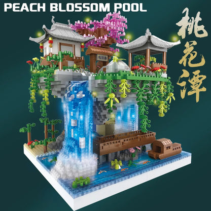 Children's toys Adult gifts Peach blossom Blossom tree House landscape Mosaic city model Diy creative building blocks Leedoar