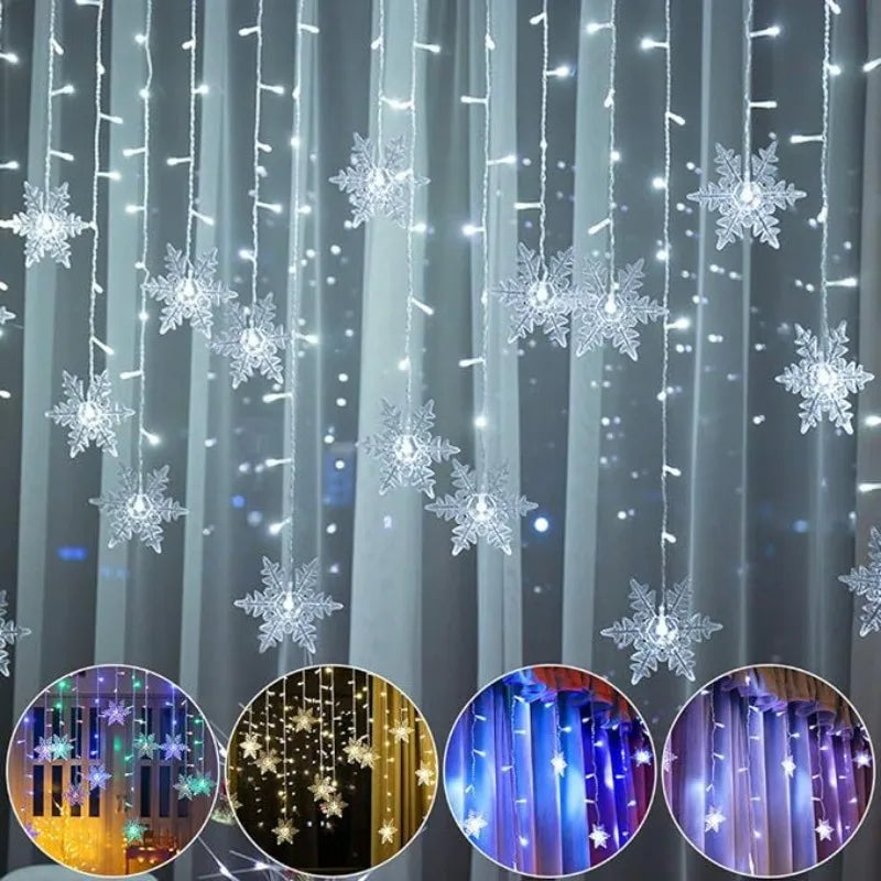 Christmas Lights Outdoor Decoration Hanging Led Snowflake Lights Curtain String Lights Party Garden Eaves Decoration