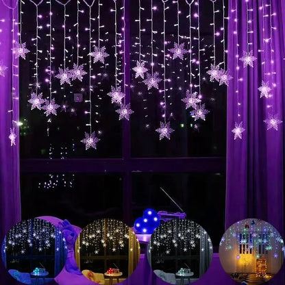 Christmas Lights Outdoor Decoration Hanging Led Snowflake Lights Curtain String Lights Party Garden Eaves Decoration