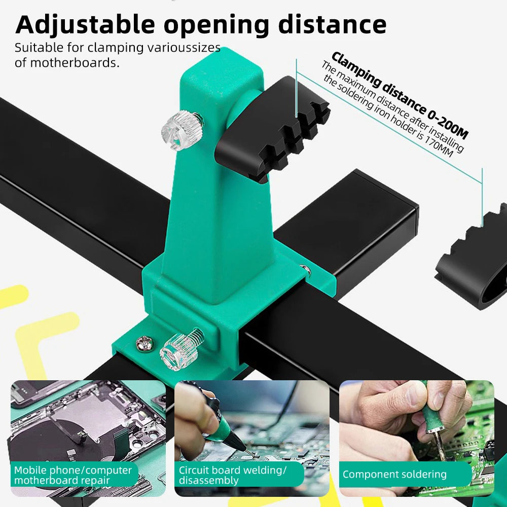 Circuit Board Holder Stable Adjustable PCB Welding Bracket Auxiliary Clamp Repair Tool Clamping Kit 360° Heavy Duty Base Plate Leedoar